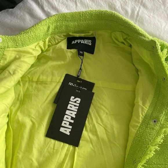 Apparis- NWT Lime Green Callie Tweed Shirt Jacket - Picture 5 of 7